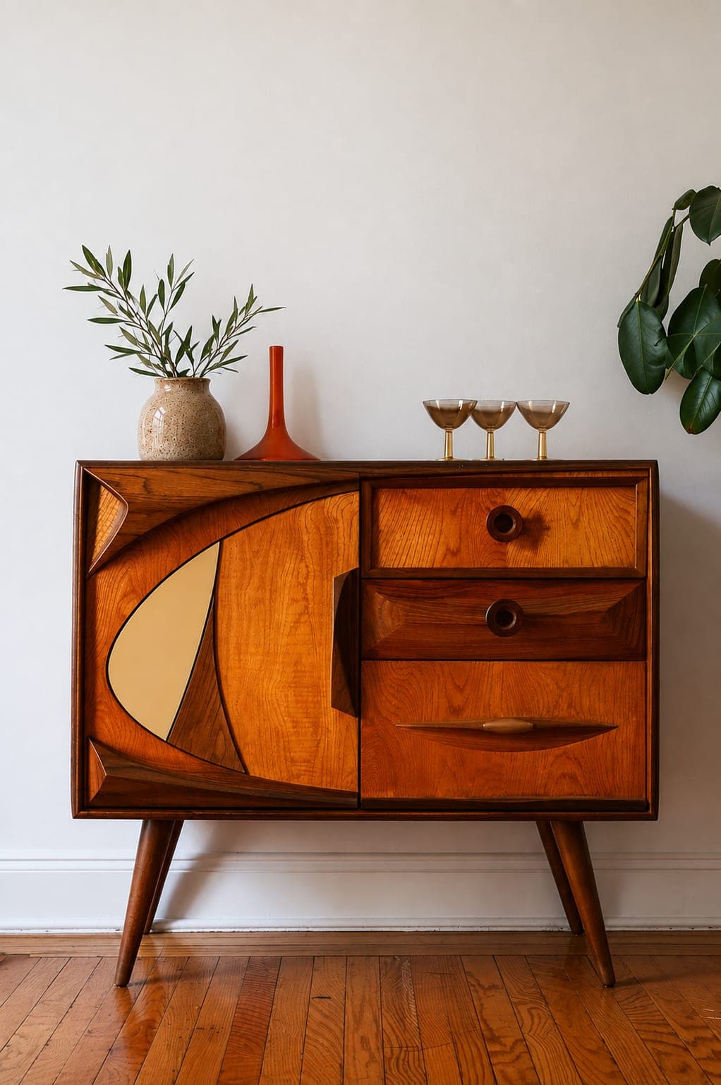 Buffet en bois à façade sculptée — image d’univers